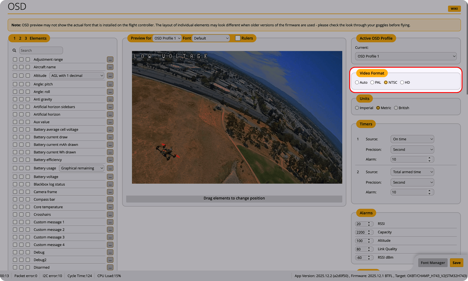 OSD video system setup